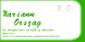 mariann orszag business card